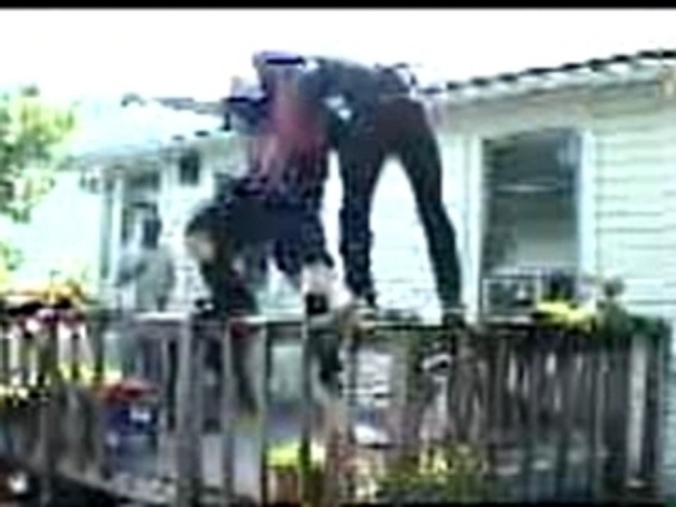 WWE - Backyard Wrestling - Twist of Fate off a 12ft porch