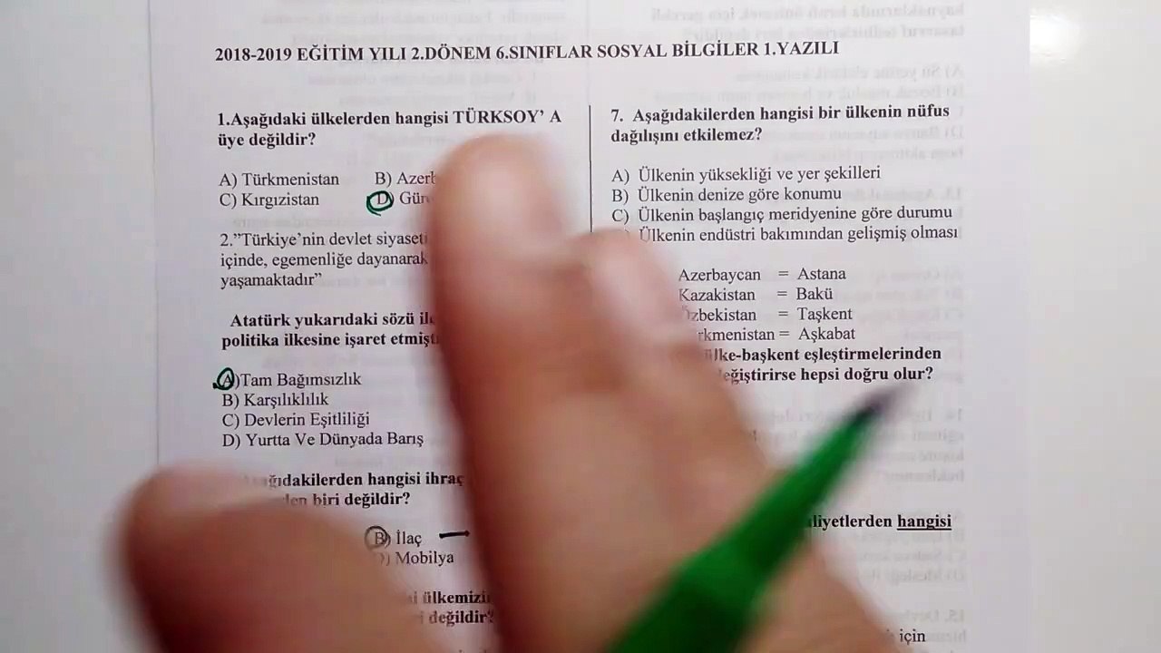 6.Sınıf Sosyal Bilgiler  2. Dönem 1. Yazılı Soruları ve Çözümü 2019 #CkmkAkademi #Eğitim