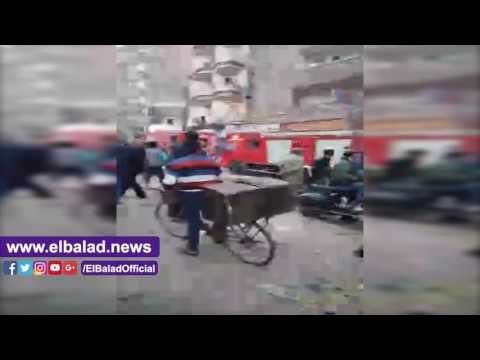 صدى البلد | اندلاع حريق هائل بمحل بويات سيارات بالمحلة