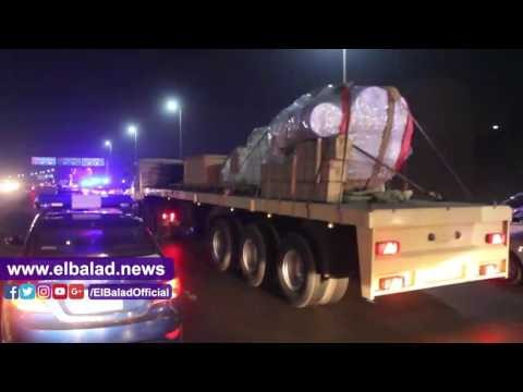 صدى البلد | موكب تمثال المطرية يصل أعلى الطريق الدائري