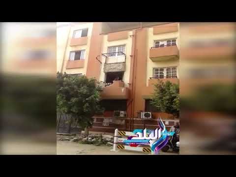 صدى البلد | إنهيار شرفة مبني التأمين الصحي علي سيارة ببني سويف