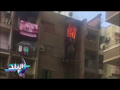 صدى البلد | 6 سيارات مطافى تسيطر على حريق في شقتين بوسط البلد