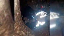 Mağarada kuyuya düşen şahsı itfaiye ekipleri kurtardı
