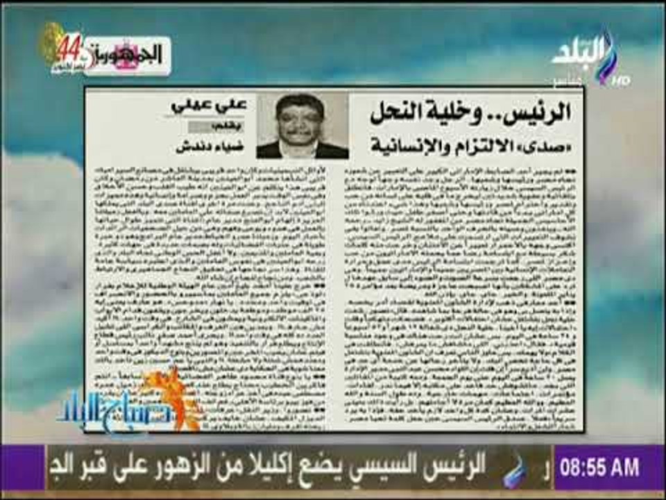 صباح البلد - "الرئيس.. وخلية النحل "صدي" الالتزام والإنسانية"- مقال للكاتب الصحفي ضياء دندش