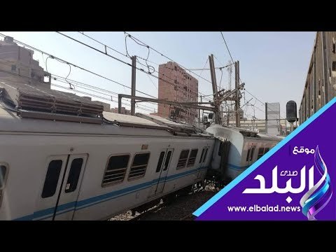 صدى البلد | اللحظات الأولي لخروج مترو حلوان - المرج عن القضبان