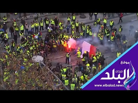 صدى البلد | محتجوا فرنسا يستهدفون القصر الرئاسي والأمن يصدهم بالغاز