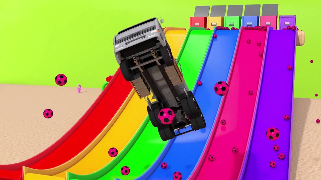learn_colors_with_street_vehicle_vs_monster_truck_magic_water_slide_pretend_play_for_kids1080p