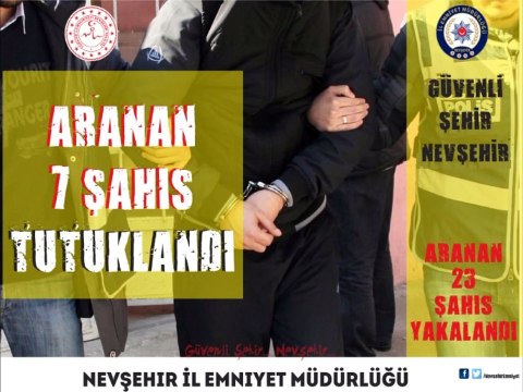 Nevşehir İl Emniyet Müdürlüğü - Bir Hafta İçerisinde Aranan Yirmi Üç Şahıs Yakalanmıştır.
