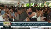 Contraen matrimonio 181 parejas en ceremonia masiva en México