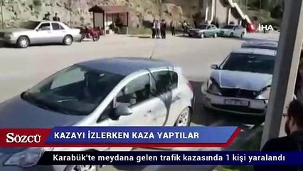 Kazayı izlerken kaza yaptılar