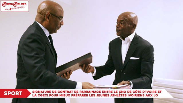 Signature de contrat de parrainage entre le comité National Olympique de Côte d’Ivoire et la CGECI pour mieux préparer les jeunes athlètes ivoiriens aux jeux olympiques de la jeunesse de 2022 ok
