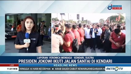 Jokowi dan Iriana Jalan Santai Bersama Warga Kendari