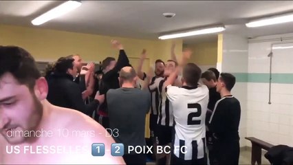 La joie dans les vestiaires après US FLESSELLES - POIX BC FC (1-2)