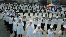 601 öğrenci İstiklal Marşı'nı işaret diliyle okudu, o anlar havadan görüntülendi