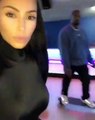 Kim Kardashian and Kanye West go skating on date night, Kanye on a skateboard
