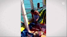 Vídeo mostra barco afundando em Regência, em Linhares