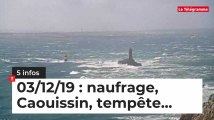 La Bretagne le 12/03 : naufrage, Caouissin, tempête...
