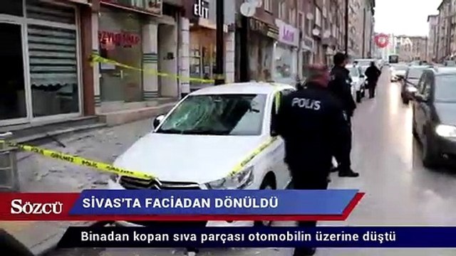 Binadan kopan sıva parçası hasara yol açtı