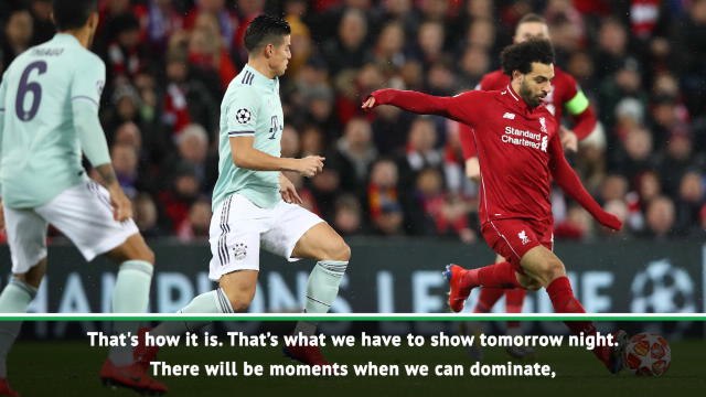 Klopp expects 'world-class' Bayern to dominate Champions League tie