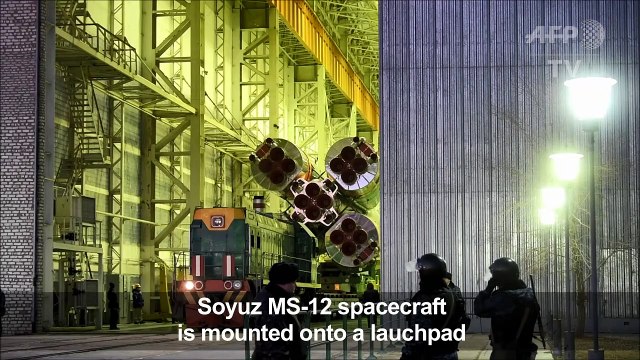 Soyuz MS-12 spacecraft gets mounted onto launchpad