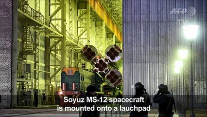 Soyuz MS-12 spacecraft gets mounted onto launchpad