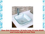 ELITE Crystal Glass Square Artistic Silver Tempered Glass Bathroom Vessel Sink  Chrome