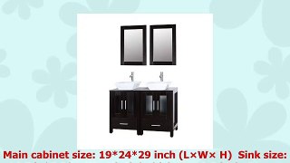 48 Inches Double Sink Top Bathroom Vanity Black MDF Wood Cabinet wFaucet Mirror and Drain