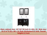 48 Inches Double Sink Top Bathroom Vanity Black MDF Wood Cabinet wFaucet Mirror and Drain