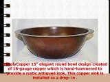Medium Size 15 Round Copper Bathroom Sink Flat Rim for Dual Mount Aged Copper Finishwith
