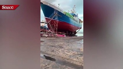 Balıkçı teknesi böyle devrildi
