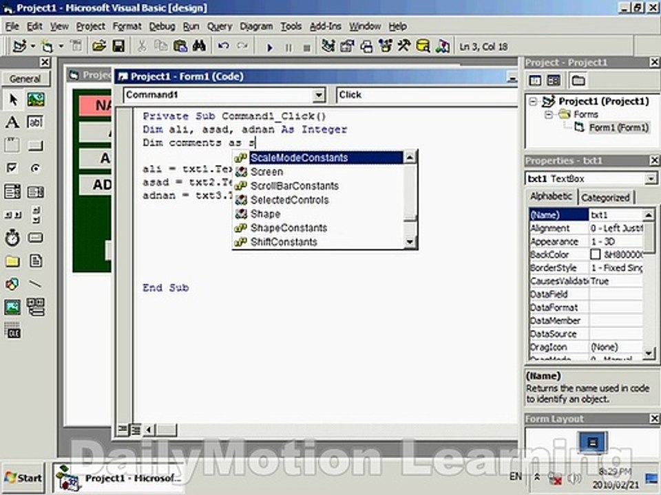 Operator  visual studio