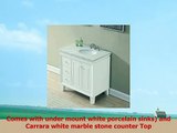 Silkroad Exclusive V0320WW36R Bathroom Vanity Carrara White Marble Top Single Sink Cabinet