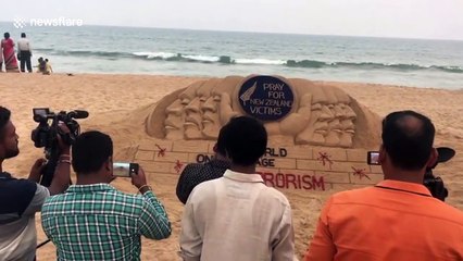 Indian sand artist makes special message for New Zealand shooting victims