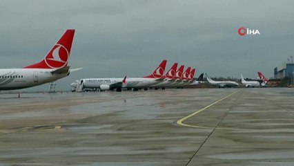 THY'nin uçuştan çektiği Boeing 737 MAX uçakları görüntülendi