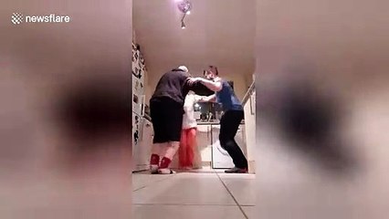 Trio hilariously attempt to perform the 'Triangle Dance' but end up failing