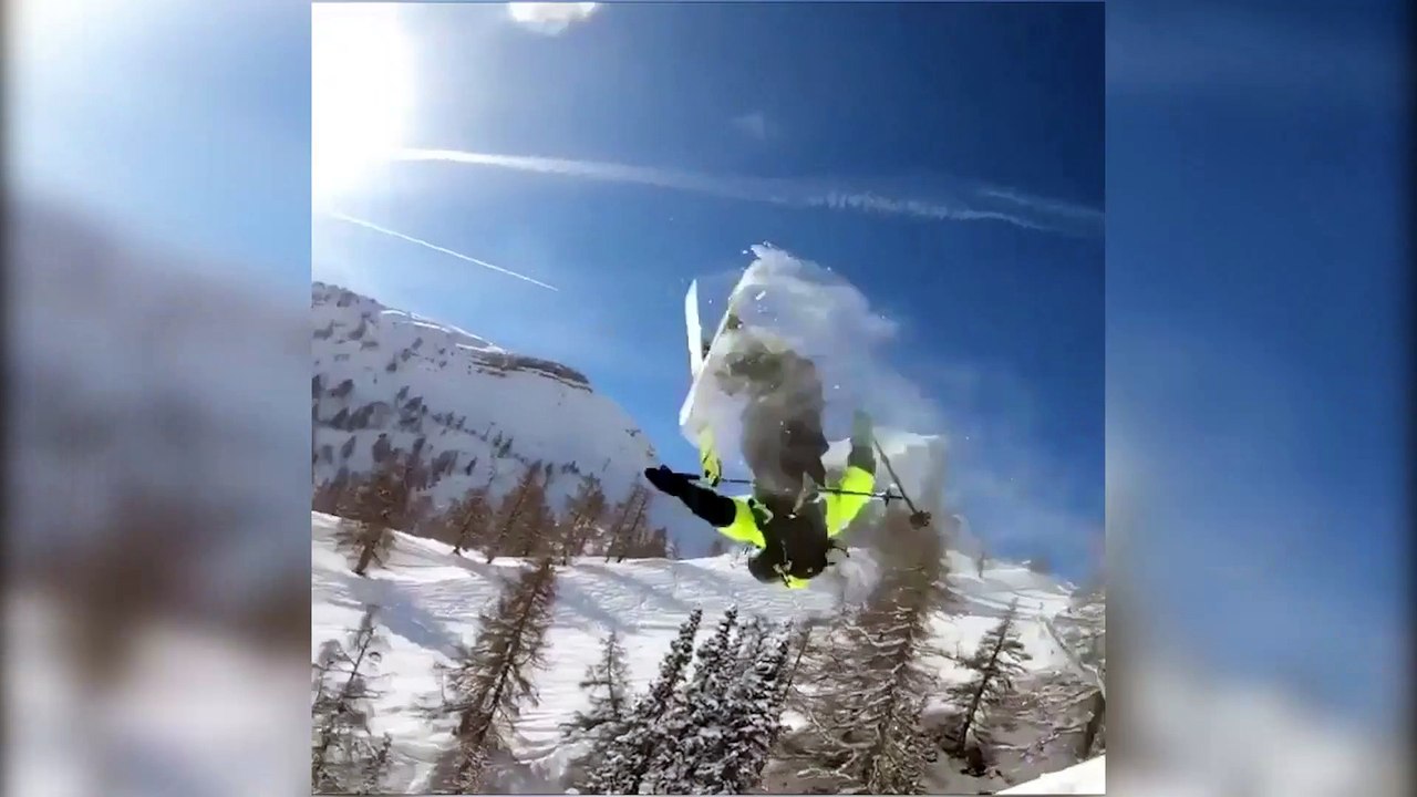 Maé Biedermann ski crash compilation