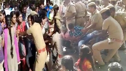 பொள்ளாச்சி பயங்கரத்திற்கு எதிராக போராடிய மாணவர்கள் விரட்டியடிப்பு