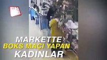 Markette boks maçı yapan kadınlar