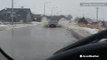 Major flooding submerging streets during winter storm