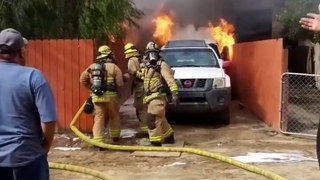 A man saves his dog from his house on fire (California)