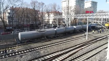 Ankara'da Yük Treninin Vagonları Raydan Çıktı -Drone Görüntüleri