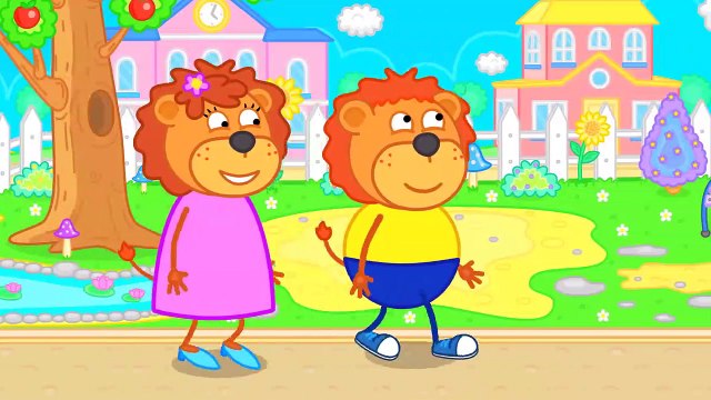 Famille de lions Petit oiseau est d'une Grande utilité dessin animé pour Enfants