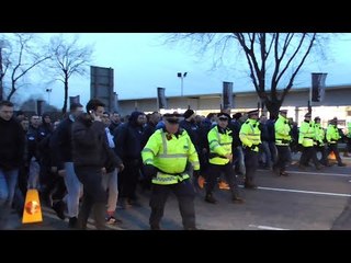 Schalke Fans Arrive At Etihad Stadium