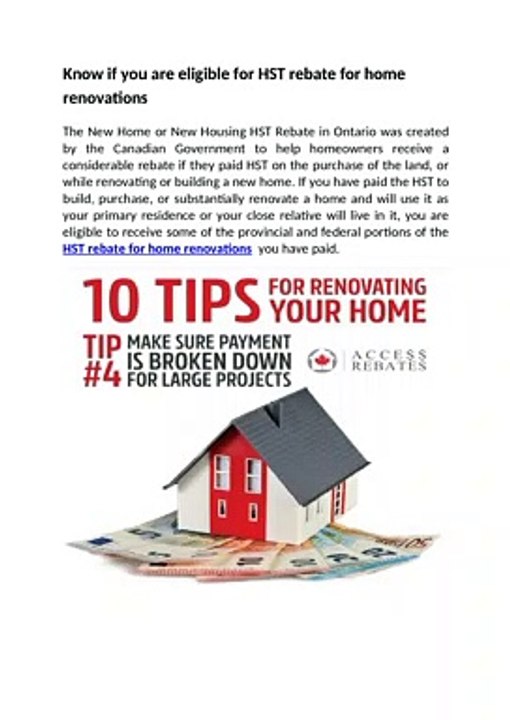 HST Rebate In Ontario