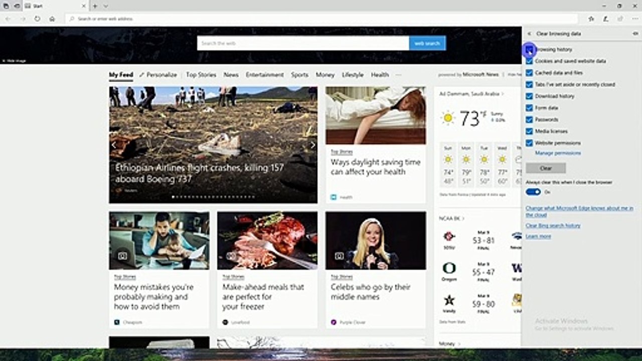 how Delete browser history in Microsoft Edge