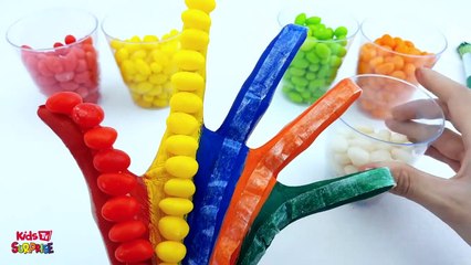 Finger Family Nursery Rhymes Song Hand Body Paint Learn Colors Candy