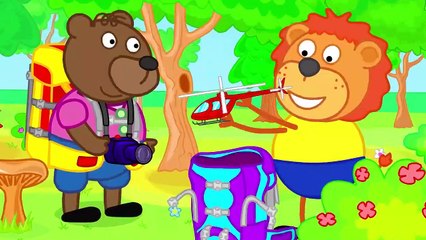 Lion de la Famille Perdue Dans Les Bois dessin animé pour Enfants