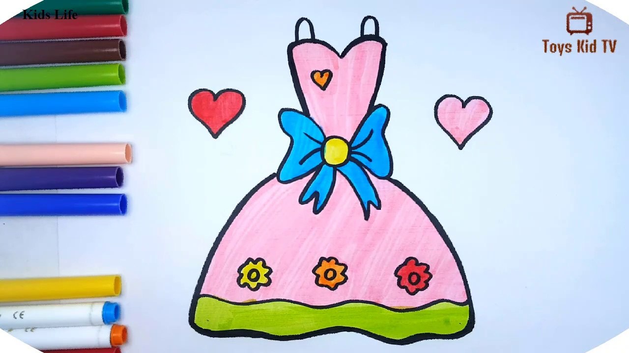 How to draw the pink dress for children - Kids life - Video Dailymotion