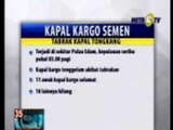 Kapal Kargo-Tongkang Tabrakan, 16 Awak Hilang