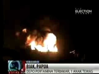 Depo Pertamina Biak Terbakar